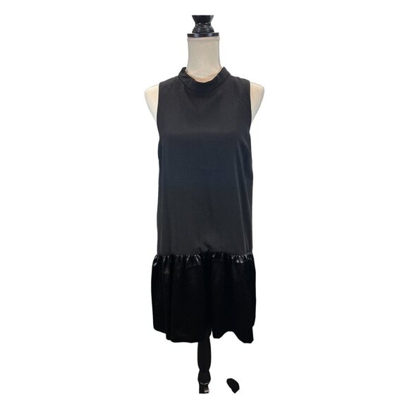 English Factory Dress Womens M Black Midi Drop Waist Satin Hem Witchy Whimsigoth - Picture 1 of 8